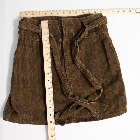 Rewash Corduroy Belted Mini Skirt 100% Cotton Juniors 5/27 Brown Y2K Academia - Picture 5 of 8